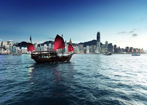 Aqua Luna boat cruising in the Hong Kong Harbour, crowd ink, crowdink, crowdink.com, crowdink.com.au