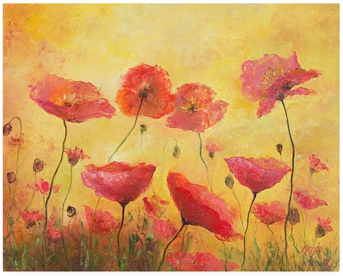 Red Poppies On Gold by Jan Matsoncrowdink.com, crowdink.com.au, crowd ink, crowdink,