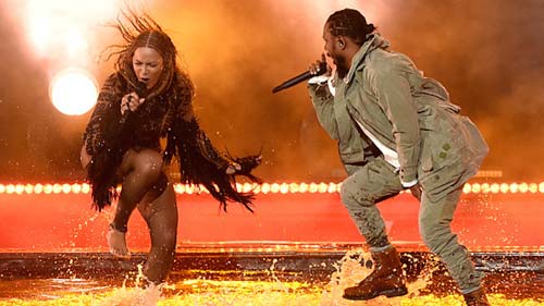 Beyonce Knowles and Kendrick Lamar Team Up for Freedom Performance [image source: jezebel.com], crowd ink, crowdink, crowdink.com, crowdink.com.au