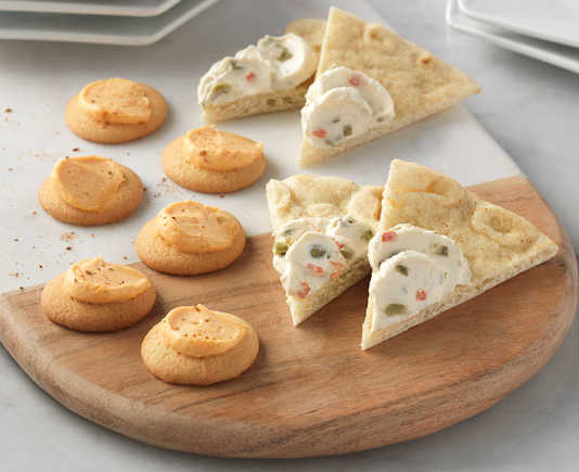 PHILADELPHIA Olive Cream Cheese on Pita Bread Triangle and PHILADELPHIA Peach Cream Cheese on a Wafer, crowdink.com, crowdink.com.au, crowd ink, crowdink, food, foodie, cheese