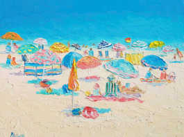Crowded Beach Painting by Jan Matson, crowd ink, crowdink, crowdink.com, crowdink.com.au