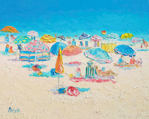 Crowded Beach Painting by Jan Matson, crowd ink, crowdink, crowdink.com, crowdink.com.au