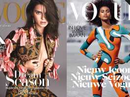 Kendall Jenner vs Iman Hammam [image source: Vogue US / Vogue Netherlands], crowd ink, crowdink, crowdink.com, crowdink.com.au