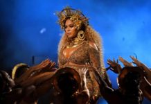 Beyoncé performs while heavily pregnant at the 59th Grammy Awards in Los Angeles earlier this year Kevork Djansezian/Getty